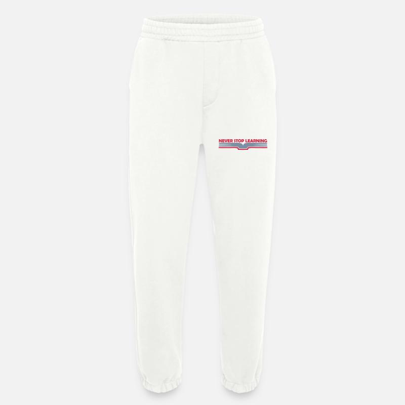never stop learning quote - Heavyweight Jogging Pants - made by SPREAD  - OFF WHITE
