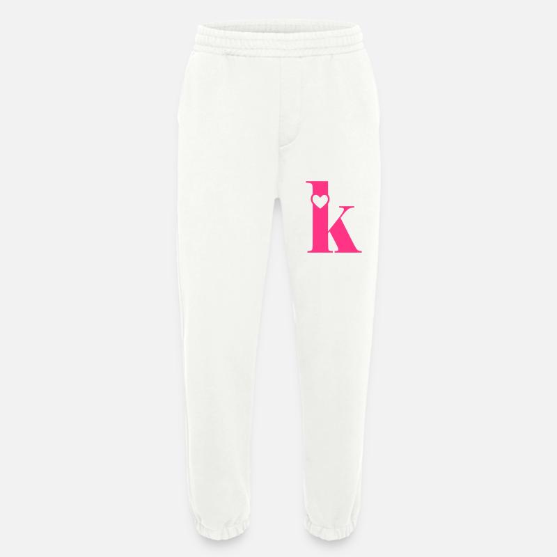 Buchstabe k Anfangsbuchstabe mit Herz - Heavyweight Jogginghose - made by SPREAD  - OFF WHITE