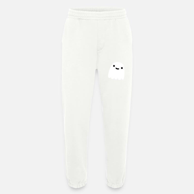 ghostie in white smiling - Heavyweight Jogging Pants - made by SPREAD  - OFF WHITE