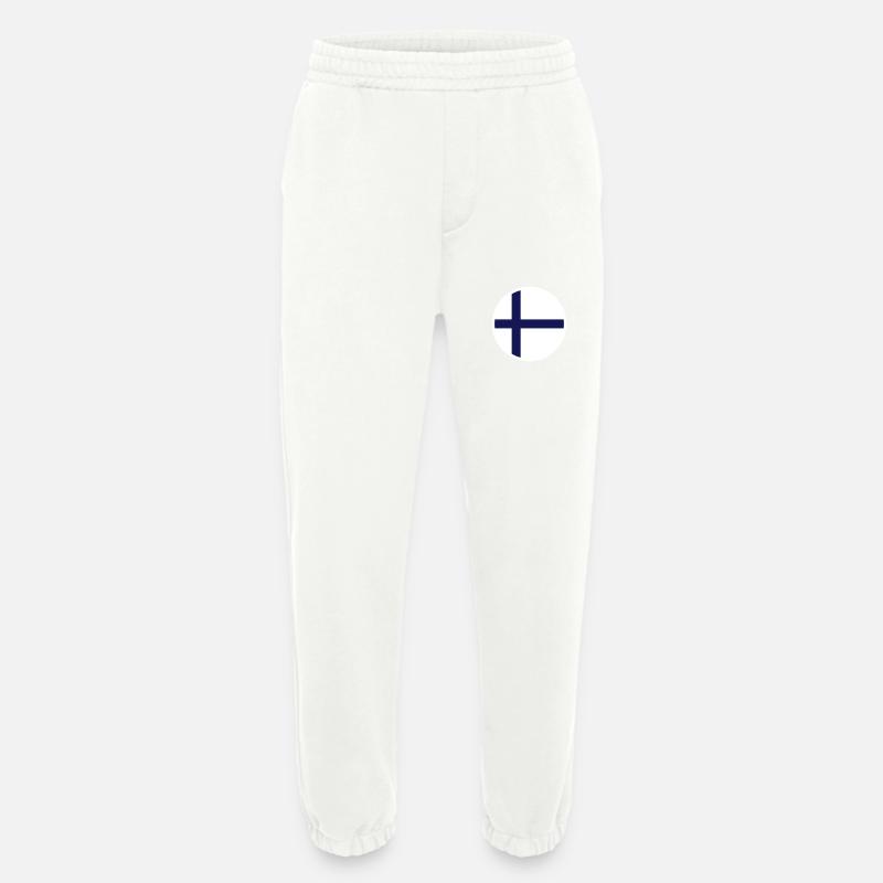 Drapeau de la Finlande Drapeau - Pantalon de jogging bio épais fabriqué en UE - OFF WHITE