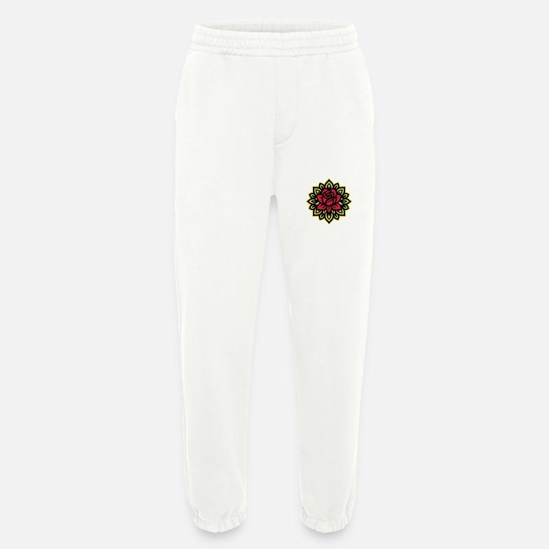 Rose Blume Mandala - Heavyweight Jogginghose - made by SPREAD  - OFF WHITE