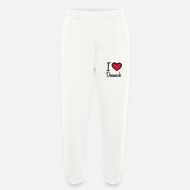 I Love Denmark Danmark Logo - Pantalon de jogging bio épais fabriqué en UE - OFF WHITE