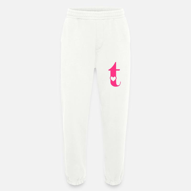 Buchstabe t Anfangsbuchstabe mit Herz - Heavyweight Jogginghose - made by SPREAD  - OFF WHITE