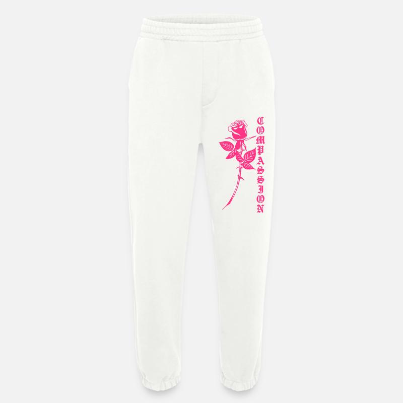 Compassion Rose in Pink - Heavyweight Jogging Pants - made by SPREAD - OFF WHITE