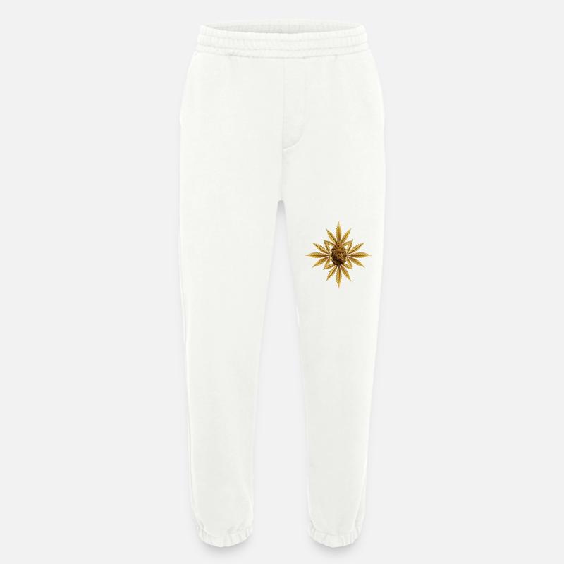 Goldene Hanfblätter mit Bud - Heavyweight Jogginghose - made by SPREAD  - OFF WHITE