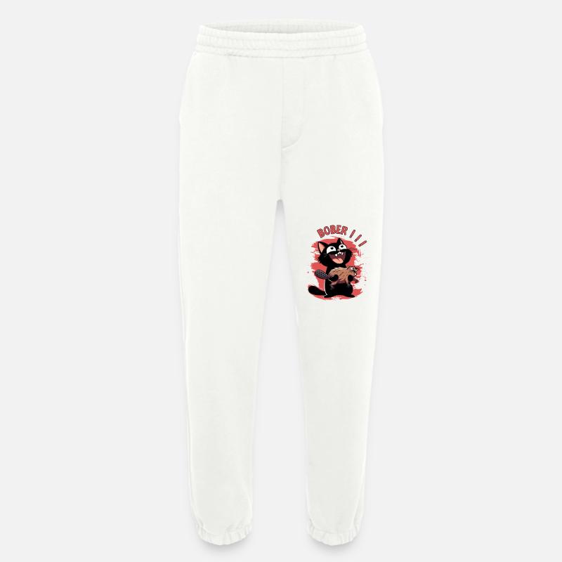 Hyper-Katze ruft „Bober!!!“ – Tierischer Ausraster - Heavyweight Jogginghose - made by SPREAD  - OFF WHITE
