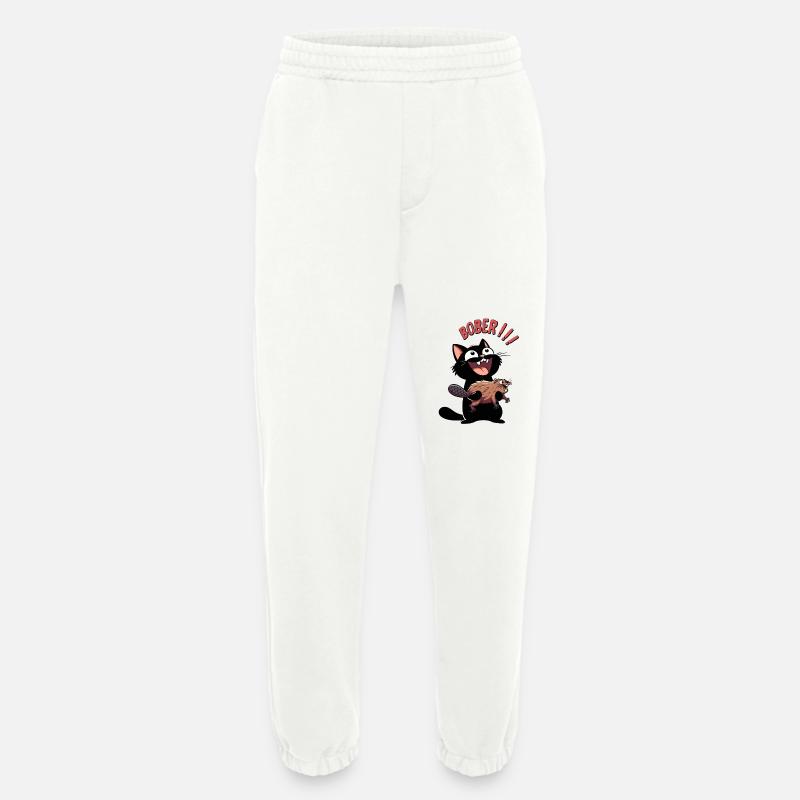 Hyper-Katze ruft „Bober!!!“ – Tierischer Ausraster - Heavyweight Jogginghose - made by SPREAD  - OFF WHITE