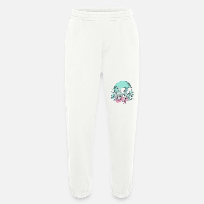 Pastell-Schädel mit Blume & Stil - Heavyweight Jogginghose - made by SPREAD  - OFF WHITE
