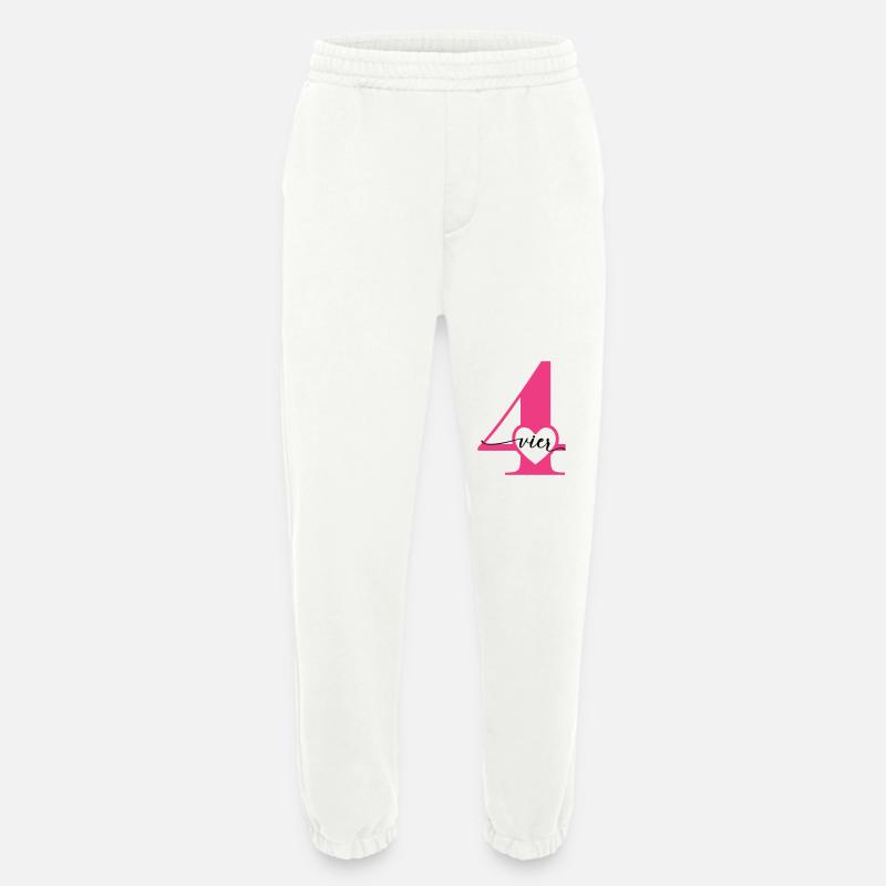 Ziffer Vier 4 mit Herz - Heavyweight Jogginghose - made by SPREAD - OFF WHITE
