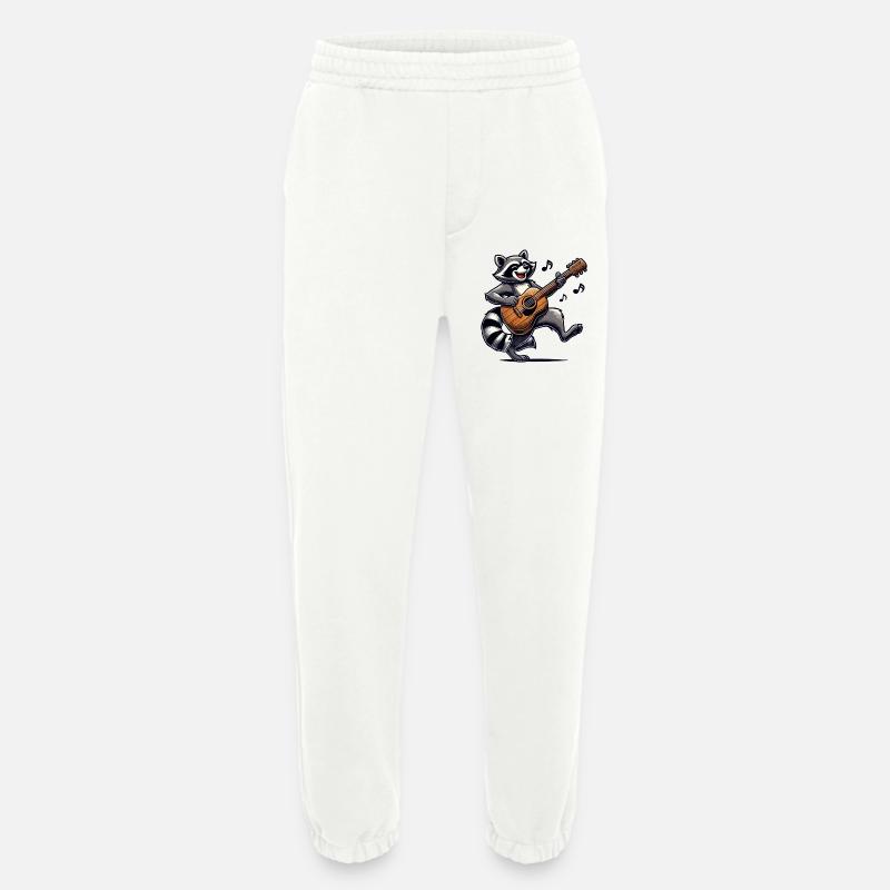 Raccoon Guitar Music - Heavyweight Jogging Pants - made by SPREAD  - OFF WHITE