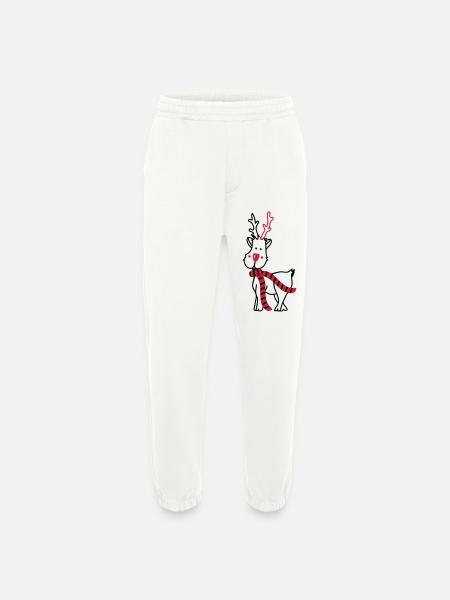 Reindeer with Scarf - Heavyweight Jogging Pants - made by SPREAD - OFF WHITE