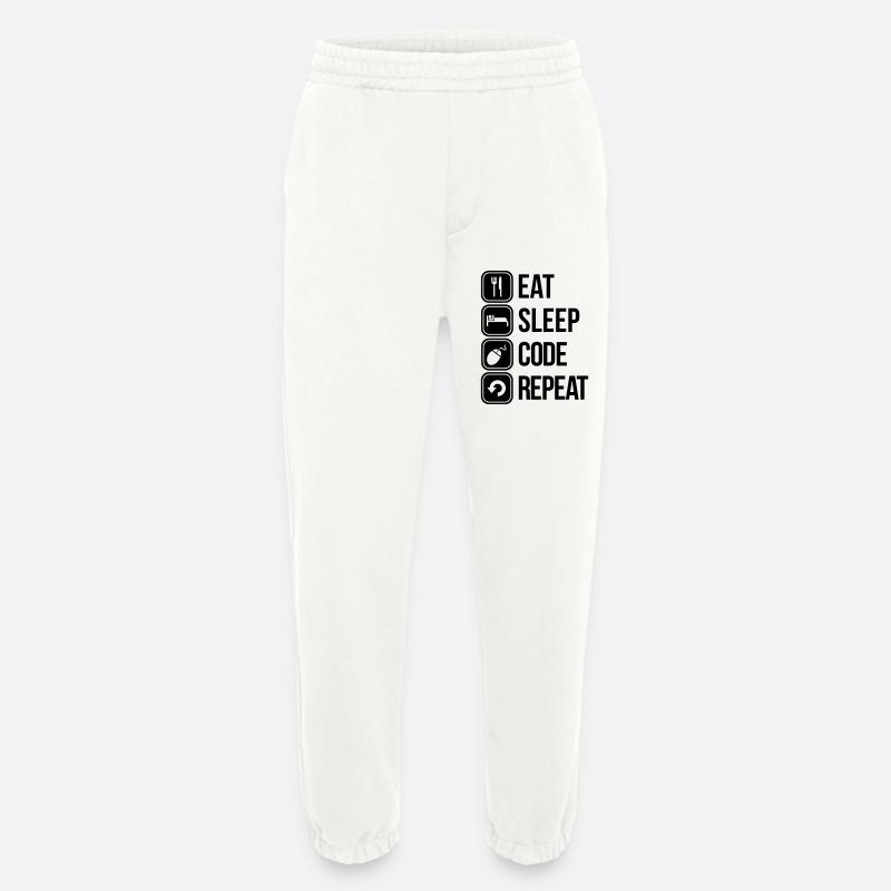 eat sleep code - Pantalon de jogging bio épais fabriqué en UE - OFF WHITE