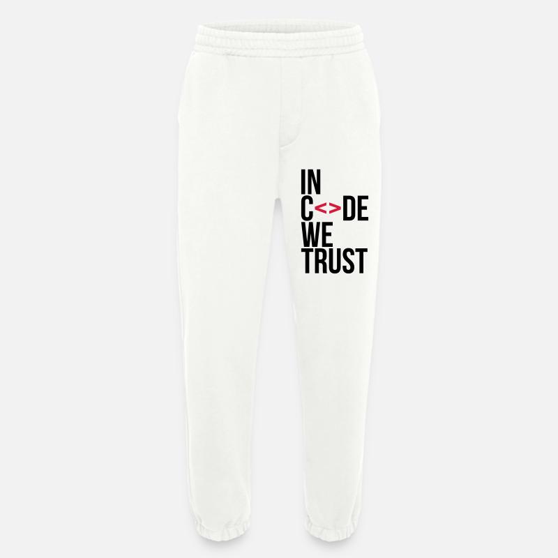 in code we trust ! - Heavyweight Jogging Pants - made by SPREAD  - OFF WHITE