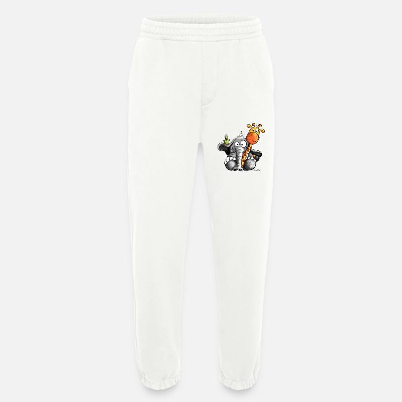 Elefant umarmt Giraffe - Heavyweight Jogginghose - made by SPREAD  - OFF WHITE