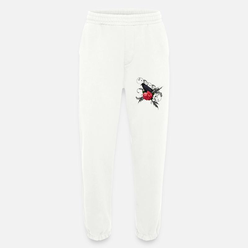 Wunderbare Krähe mit Rose - Heavyweight Jogginghose - made by SPREAD  - OFF WHITE