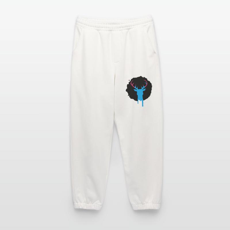 Patch de cerf graffiti Pantalon de jogging bio épais fabriqué en UE