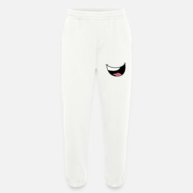 Minimalist Lips & Eye Black - Heavyweight Jogging Pants - made by SPREAD  - OFF WHITE