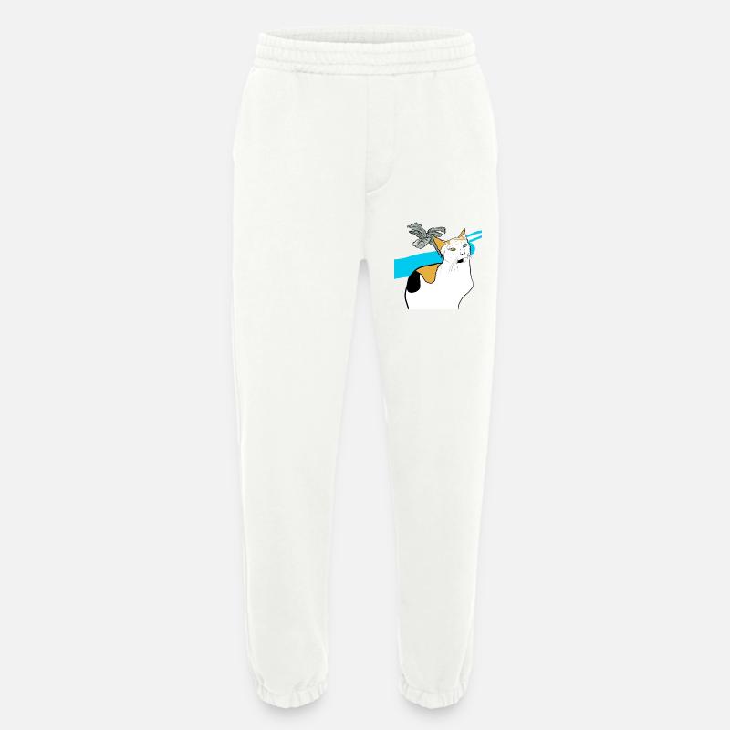 chat assis - Pantalon de jogging bio épais fabriqué en UE - OFF WHITE