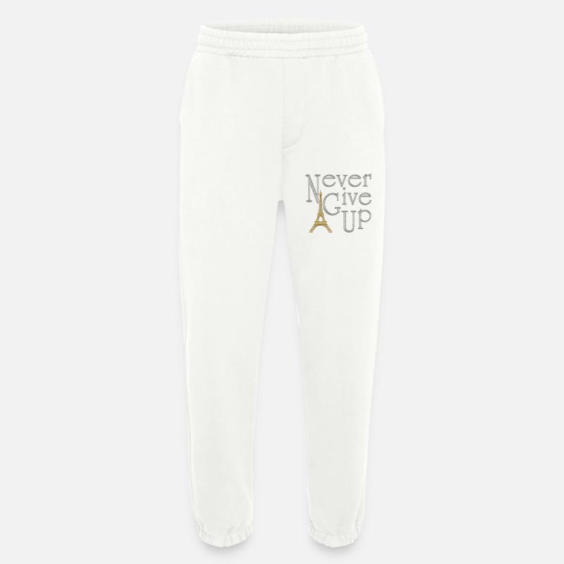 NEVER GIVE UP Silber Eiffelturm Gold - Heavyweight Jogginghose - made by SPREAD  - OFF WHITE