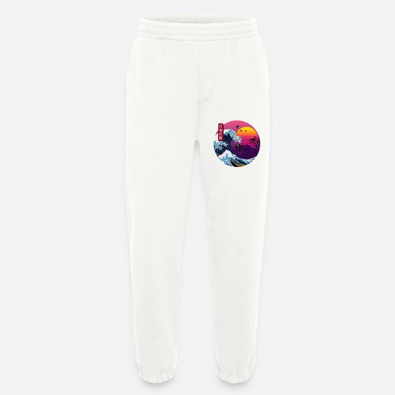 Retro Japanese Wave - Heavyweight Jogging Pants - made by SPREAD - OFF WHITE