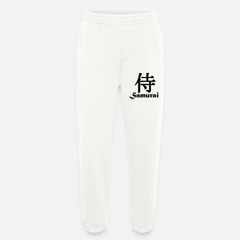 Samurai with text - Heavyweight Jogging Pants - made by SPREAD  - OFF WHITE
