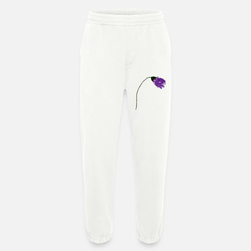 Fleur de violette à surface abstraite - Pantalon de jogging bio épais fabriqué en UE - OFF WHITE