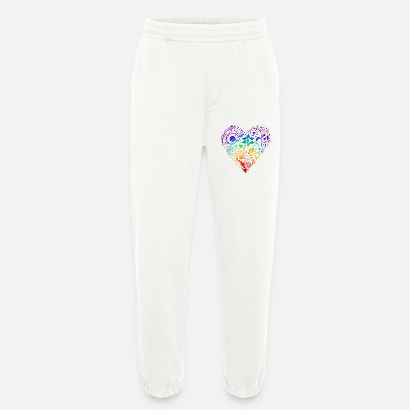 Regenbogen Herz - Heavyweight Jogginghose - made by SPREAD  - OFF WHITE