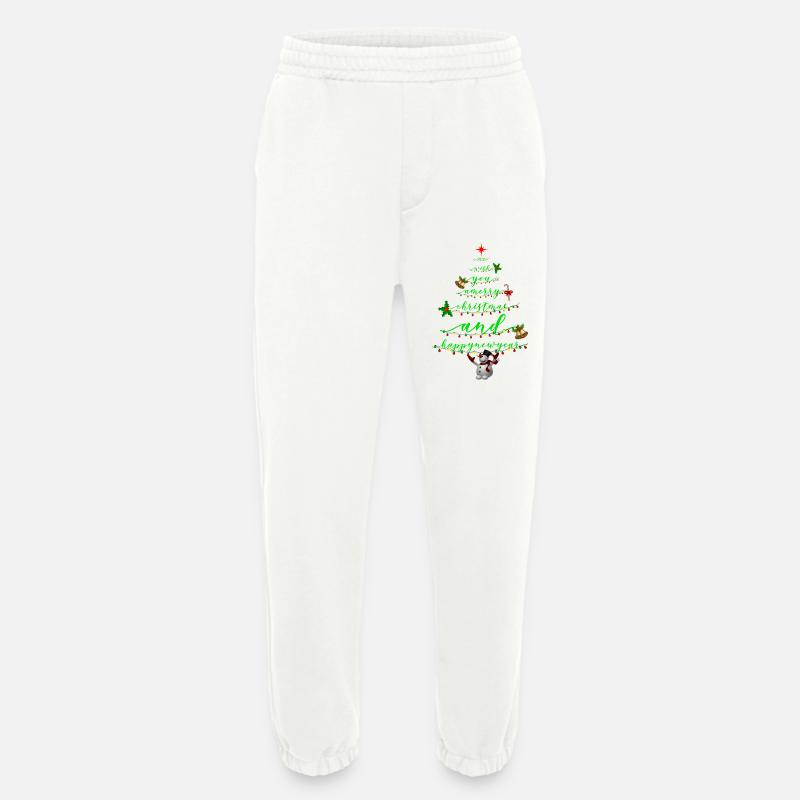 Script Christmas Tree with Snowman - Heavyweight Jogging Pants - made by SPREAD  - OFF WHITE