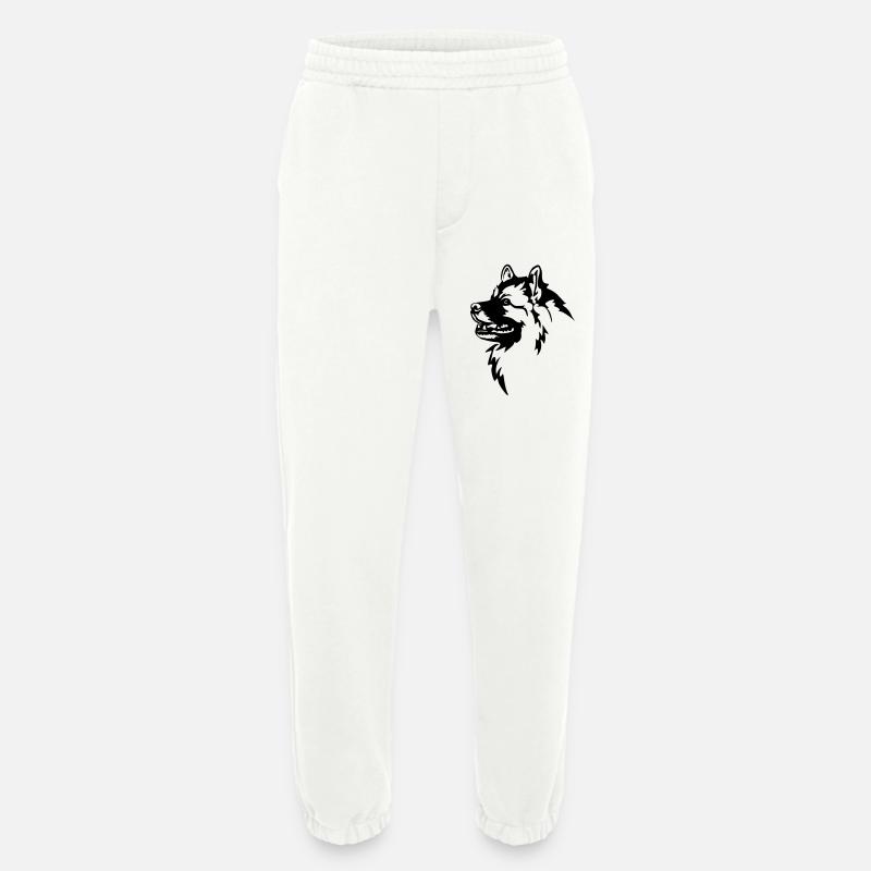 Wolfsspitz Head - Heavyweight Jogging Pants - made by SPREAD  - OFF WHITE
