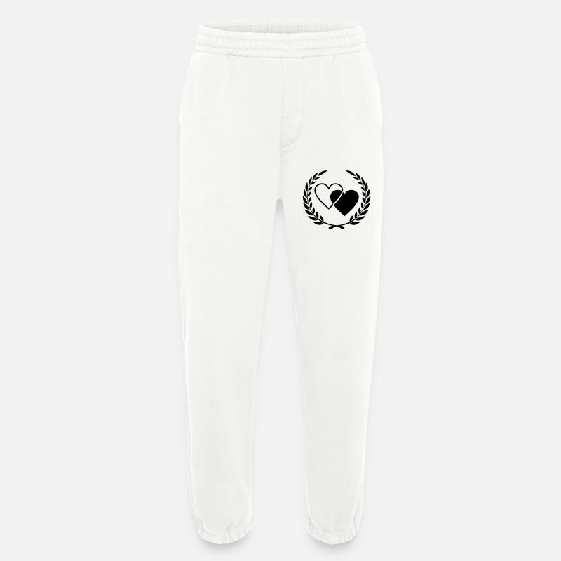 Zwei Herzen mit Kranz - Heavyweight Jogginghose - made by SPREAD  - OFF WHITE