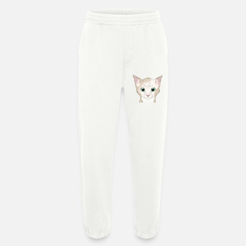 Katze weiß beige - Heavyweight Jogginghose - made by SPREAD  - OFF WHITE