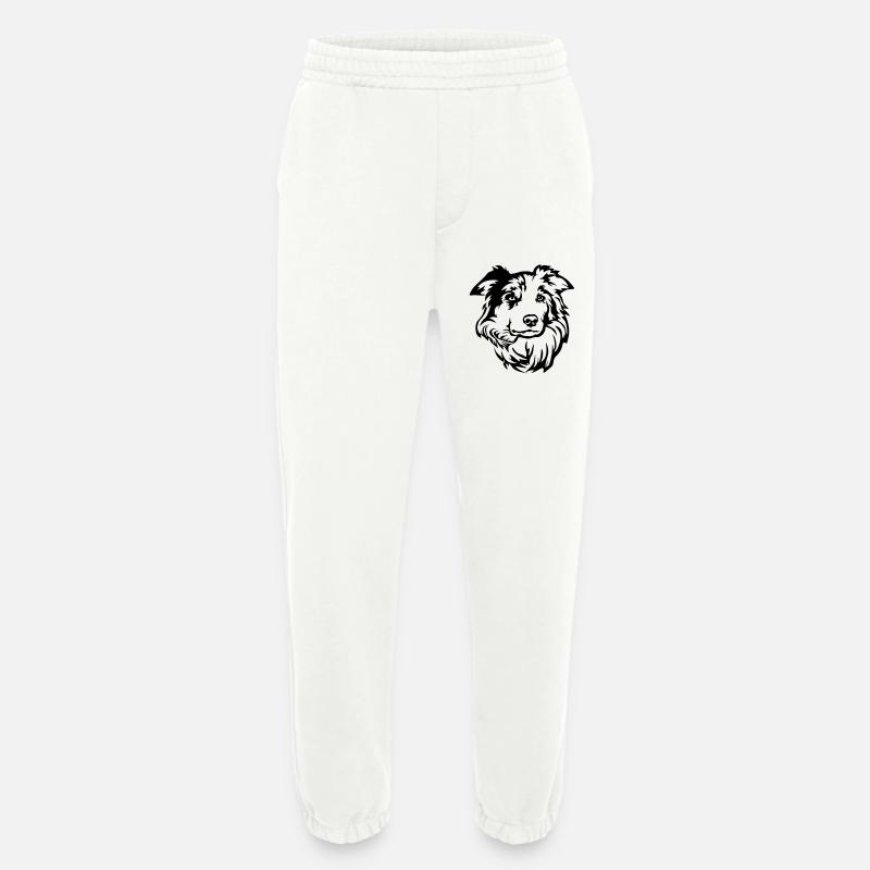 Border Collie Kopf - Heavyweight Jogginghose - made by SPREAD  - OFF WHITE
