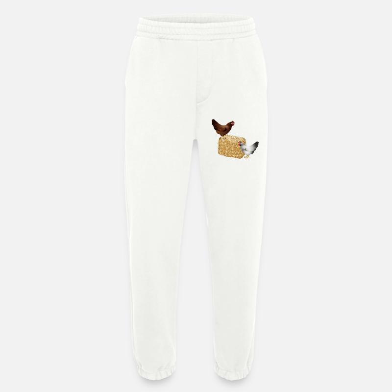 zwei Hühner auf einen Strohballen - Heavyweight Jogginghose - made by SPREAD  - OFF WHITE
