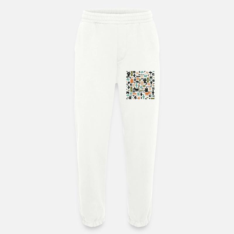 Cat fox bird pattern l multicolour - Heavyweight Jogging Pants - made by SPREAD  - OFF WHITE