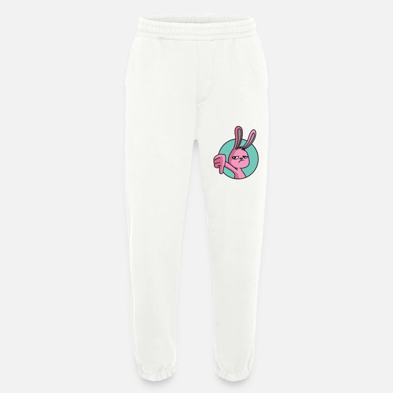 Rabbit thumbs down - Heavyweight Jogging Pants - made by SPREAD  - OFF WHITE