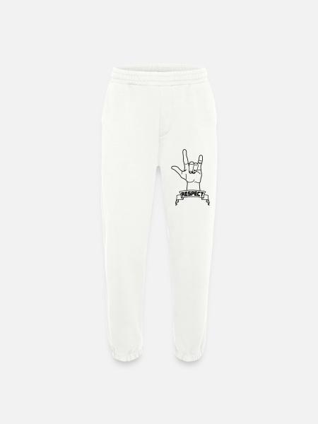 Hand gesture respect with text RESPECT - Heavyweight Jogging Pants - made by SPREAD - OFF WHITE
