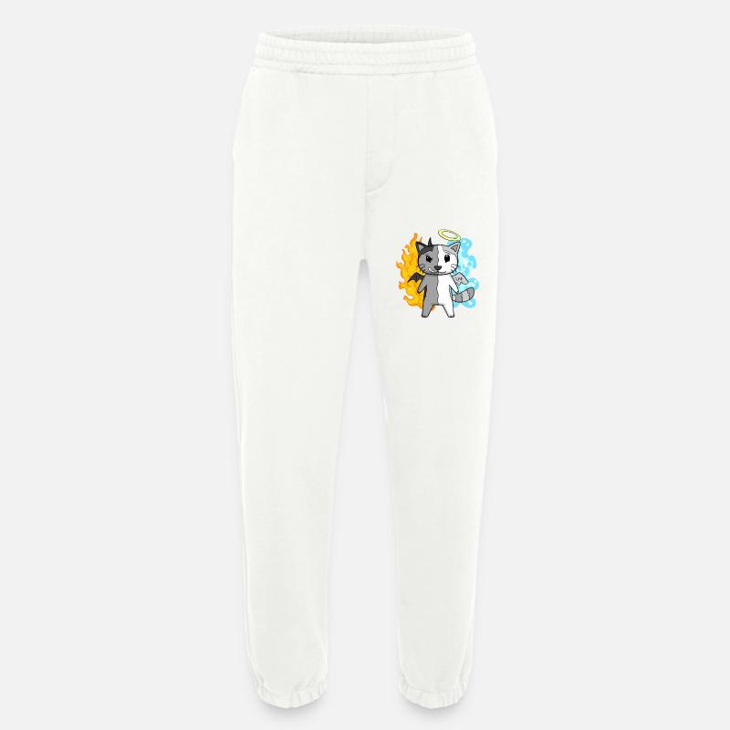 Cat Angel and Devil - Heavyweight Jogging Pants - made by SPREAD  - OFF WHITE