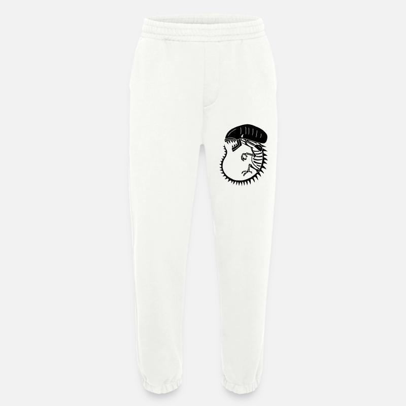 Squelette de monstre extraterrestre noir - Pantalon de jogging bio épais fabriqué en UE - OFF WHITE