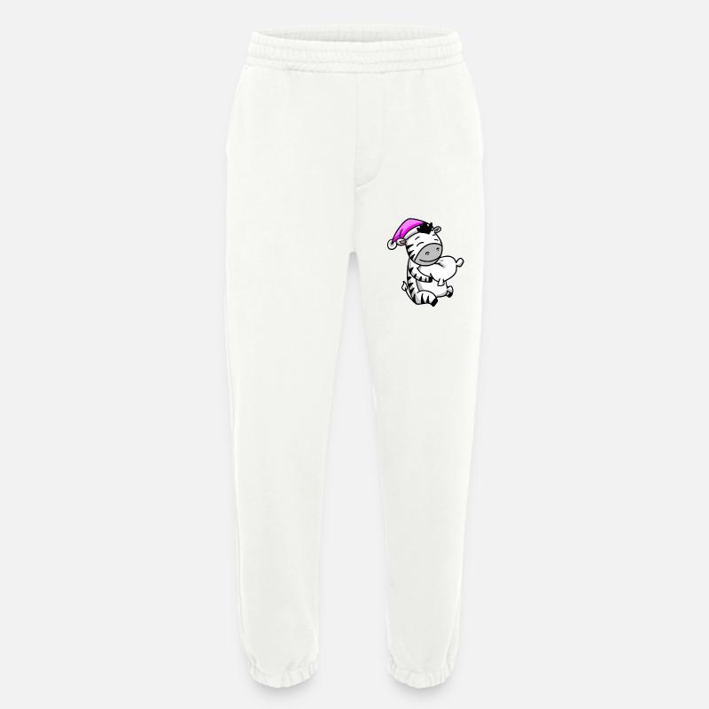 Zebra with pillow and sleeping cap - Heavyweight Jogging Pants - made by SPREAD - OFF WHITE