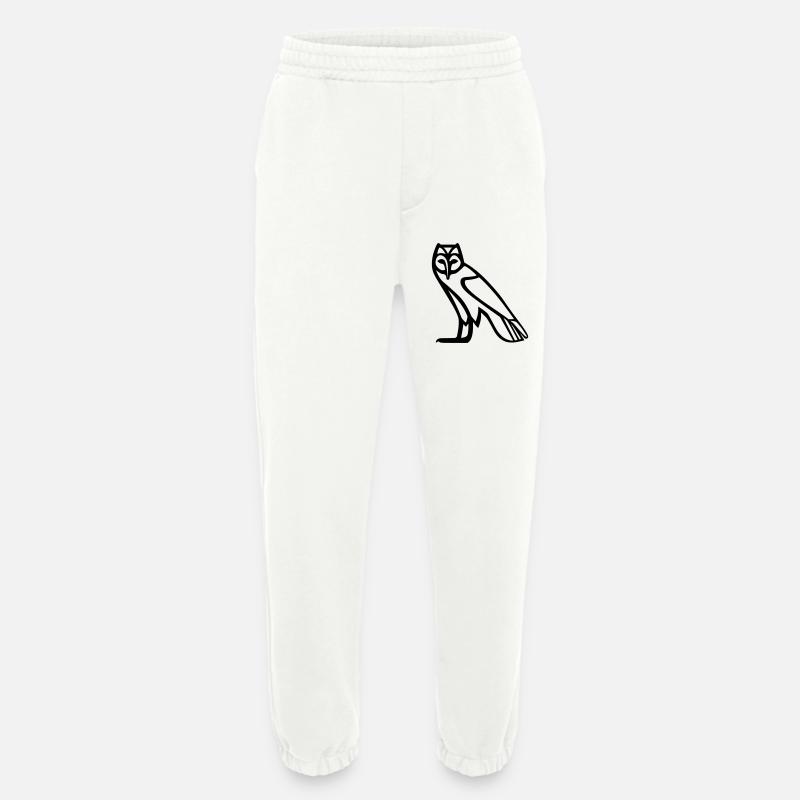 Owl hieroglyph - Heavyweight Jogging Pants - made by SPREAD - OFF WHITE