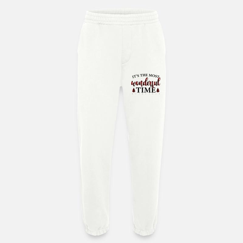 Crimson Plaid Script on Black - Heavyweight Jogging Pants - made by SPREAD  - OFF WHITE