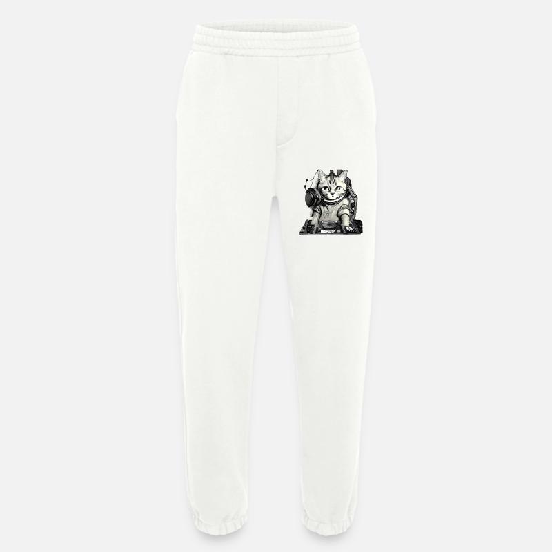 DJ Katze mit Mischpult - Heavyweight Jogginghose - made by SPREAD  - OFF WHITE