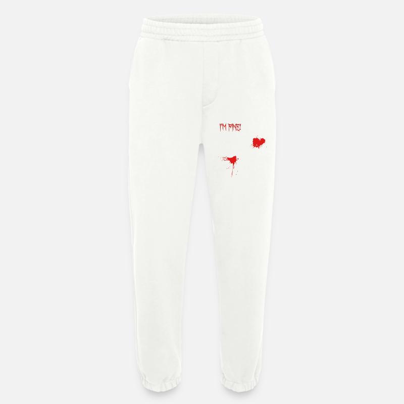 Je vais bien, éclaboussures de sang - Pantalon de jogging bio épais fabriqué en UE - OFF WHITE