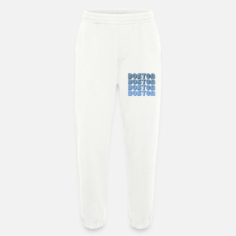 Boston Block Grid Pattern - Heavyweight Jogging Pants - made by SPREAD  - OFF WHITE