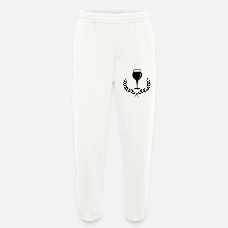 Weinglas mit Lorbeerkranz - Heavyweight Jogginghose - made by SPREAD  - OFF WHITE