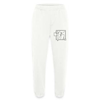 Fourmilier en forme géométrique - Conception d’art au trait - Pantalon de jogging bio épais fabriqué en UE - OFF WHITE - Devant