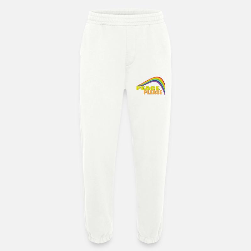 PEACE PLEASE with Rainbow - Heavyweight Jogginghose - made by SPREAD  - OFF WHITE
