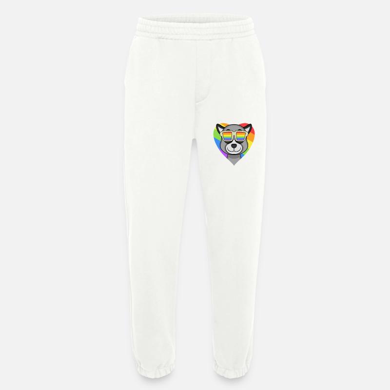 Rainbow - Lemur with glasses - Heavyweight Jogging Pants - made by SPREAD - OFF WHITE