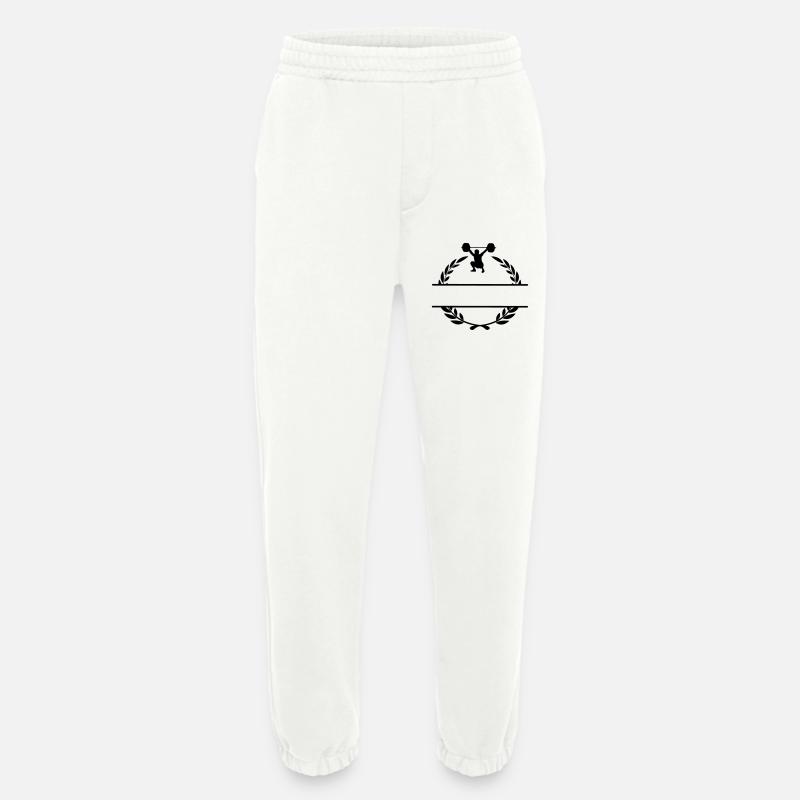 Weight lifter in laurel wreath - Heavyweight Jogging Pants - made by SPREAD  - OFF WHITE