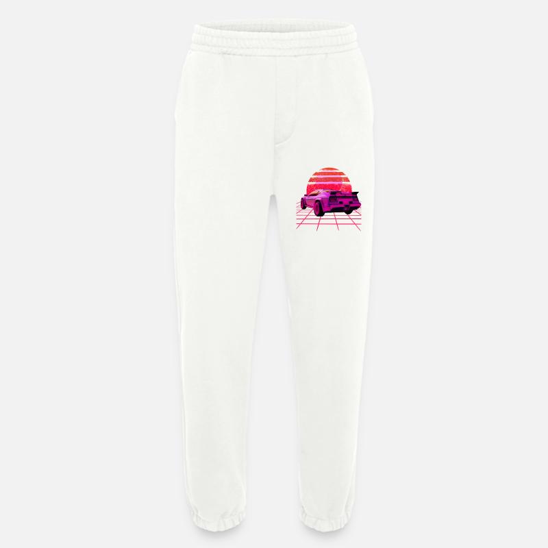 Retro Wave super Car Sunset - Heavyweight Jogginghose - made by SPREAD  - OFF WHITE